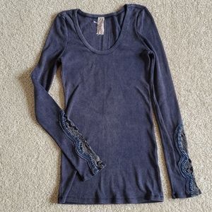 Free People thermal knit with lace details medium
